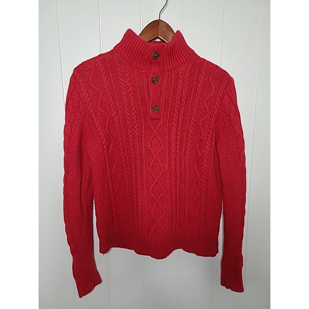Boys GAP Kids Youth Size XL Red Cable Knit Sweater Holiday Fall Winter Fisherman